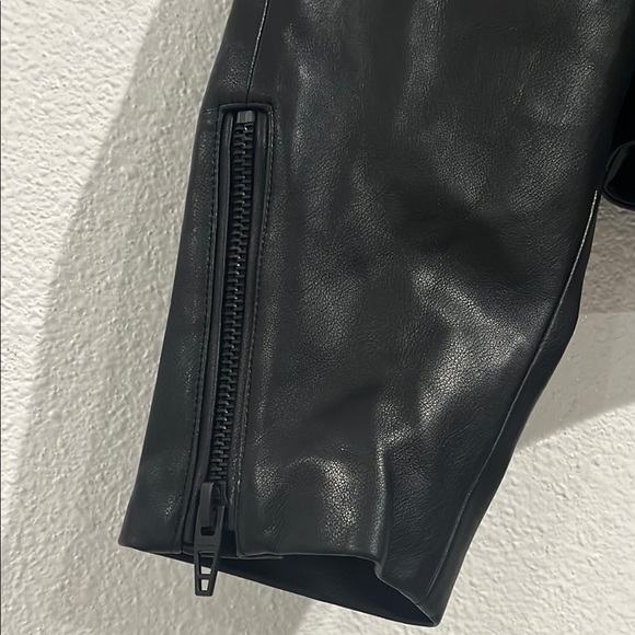 Blank NYC Black Leather Moto Jacket Asymmetrical Zipper - Picture 8 of 14